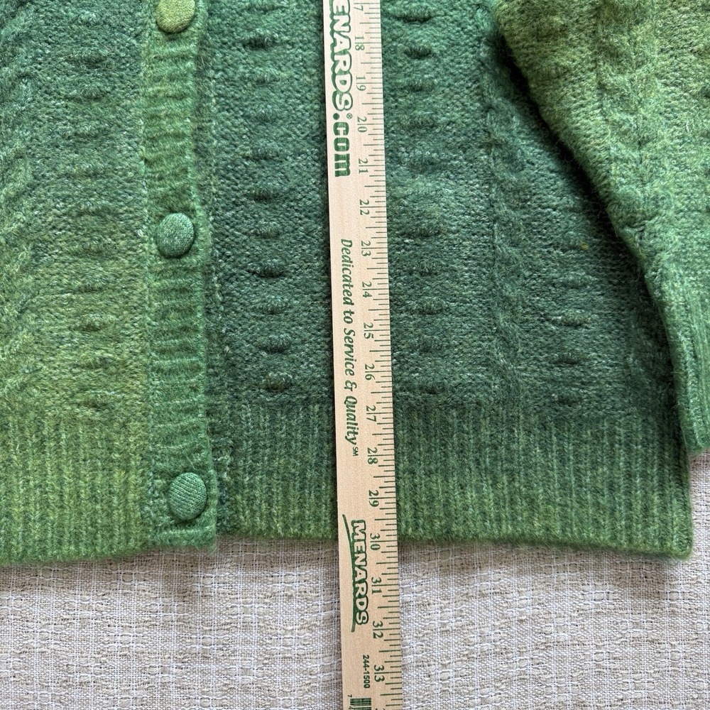 Daydreamer Ombre Cardigan in Green Jade Sz L Cable Knit Fuzzy Wool Blend Grunge - Picture 14 of 15